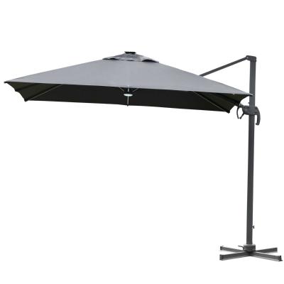 Parasol, 3 x 3 m, parasol na wysięgniku, aluminium, parasol rzymski z solarnym oświetleniem LED, uchylny
