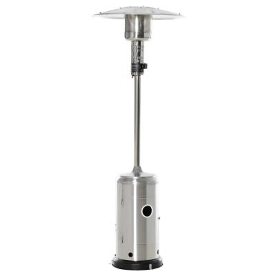 Outsunny warmtestraler terrasverwarmer met kantelbeveiliging automatische veiligheidsuitschakeling terrasverwarmer met wielen oprolbaar gas 13,5kW RVS zilver Ø81,5 x 225 cm