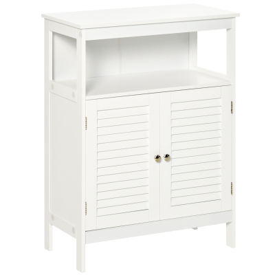 HOMCOM szafka łazienkowa, meble łazienkowe, szafka do łazienki, szafka nocna, szafka kuchenna, szafka wielofunkcyjna, drewno, MDF, biała, 60 x 30 x 81,6 cm