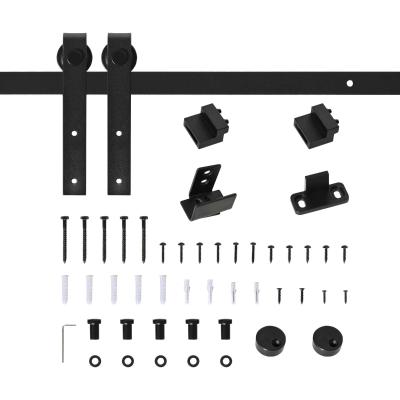 HOMCOM Schiebetürsystem Laufschiene Einzelschiebetür Set für Holzschiebetür Zubehör Kohlenstoffstahl Schwarz 183 cm x 0,6 cm x 18 cm