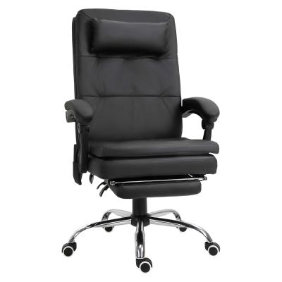 Vinsetto massagestoel directiestoel met massagefunctie 7 vibratiemassagepunten, in hoogte verstelbare draaistoel, bureaustoel met voetensteun, hoofdsteun, gegalvaniseerd PVC-schuim, zwart 67 x 70 x 112-120 cm