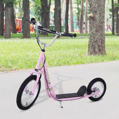 HOMCOM Patinete para Niños Mayores de 5 Años Scooter de 2 Ruedas Grandes con Doble Freno y Manillar Ajustable en Altura para Adolescentes Adultos 125x58x92-100 cm Rosa