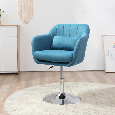 HOMCOM Taburete de Bar Giratoria 360° Silla de Oficina Cocina Peluquería con Altura Ajustable Respaldo Envolvente Reposabrazos y Cojín 57x57x77,5-87 cm Azul