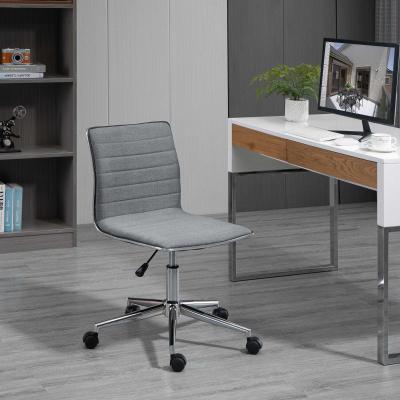 Vinsetto Silla de Oficina Ergonómica Silla Escritorio Giratoria con Altura Ajustable Respaldo Tapizado en Lino Transpirable Carga 120 kg 47x57x76,5-86,5 cm Gris