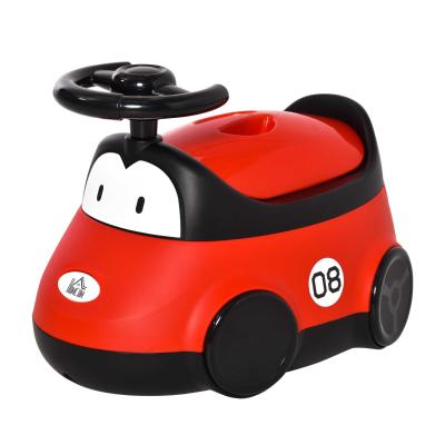 HOMCOM Orinal para Bebé de 6-36 Meses WC Aprendizaje Entrenamiento Portátil en Forma de Automóvil con Tapa y Volante Fácil de Limpiar Carga 50 kg 40x27,5x29,1 cm Rojo