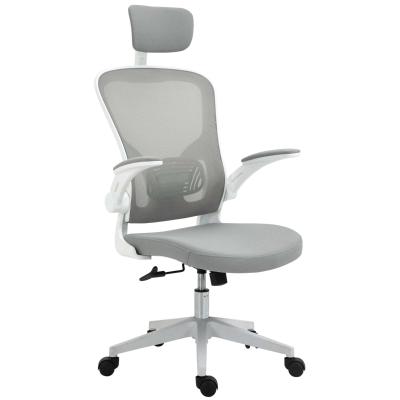 Krzesło biurowe ergonomiczne krzesło do biurka z funkcją przechylania zagłówek kolor szary