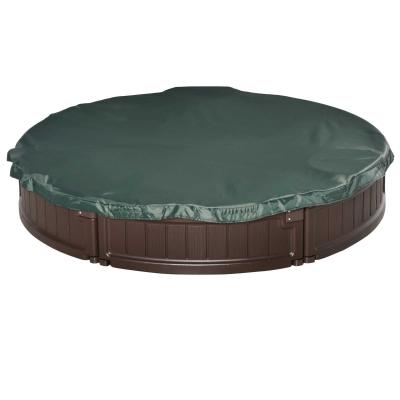 Outsunny Kids Outdoor Round Sandbox w/ Canopy for 3-12 years old Brown
