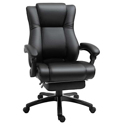 Vinsetto Executive Home Office Chair High Back PU Leather Recliner, w/ Foot Rest, Black