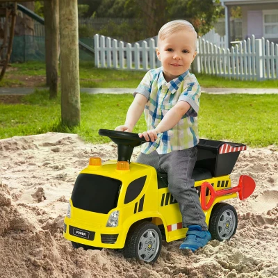 HOMCOM Ride On Car Kids Truck Storage w/ Tipping Bucket for 18 - 36 Months Yellow