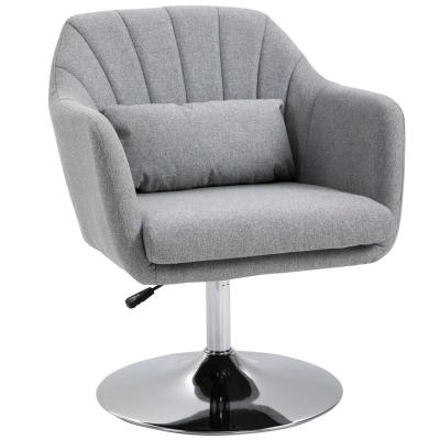 HOMCOM Stylish Retro Linen Swivel Tub Chair w/ Steel Frame Cushion Wide Seat Light Grey