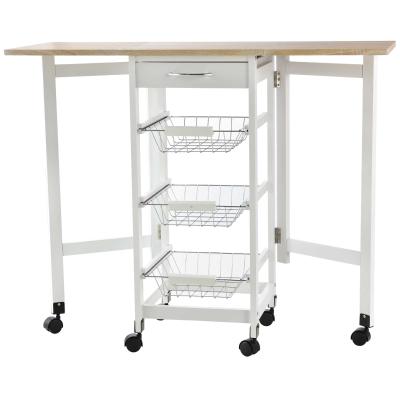 HOMCOM Küchenwagen Weiß Braun 97,2 cm x 37 cm x 77,5 cm