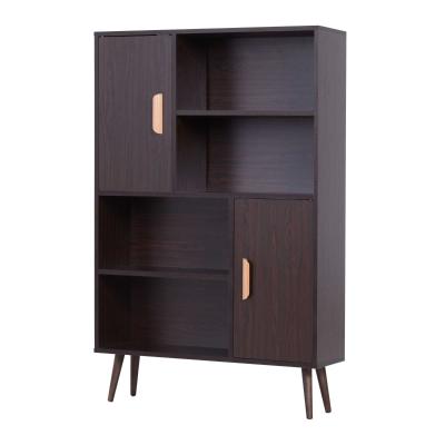 HOMCOM Kommode mit 2 Türen 5 Fächern Nussbaum 80 cm x 23,5 cm x 123 cm