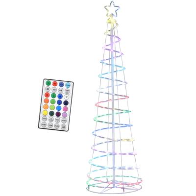 Choinka spiralna LED Outsunny choinka z 135 mini lampkami lekka choinka do pomieszczeń i na zewnątrz dekoracja świąteczna PP tworzywo sztuczne metal kolor biały Ø55 x 183 cm
