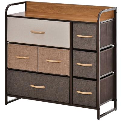 HOMCOM 7-Drawer Dresser Storage Tower Sturdy Steel Frame Wood Top for Bedroom Hallway
