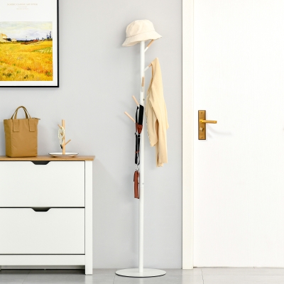 HOMCOM 174cm Free Standing Coat Rack Hat Stand Display Garment Holder Hall Tree White
