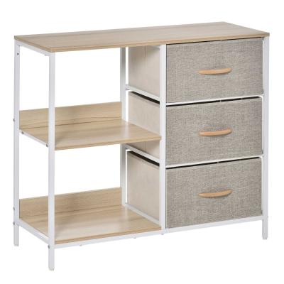 HOMCOM Storage Cabinet Organizer 3 Drawer Chest Dresser Tower with 2 Shelves