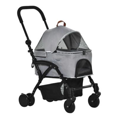 Wózek dla psa 2 w 1 Torba transportowa zdejmowana Spacerówka dla kota Oxford szary