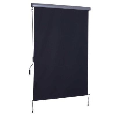 Markiza pionowa, aluminiowa markiza balkonowa z korbką ręczną, ciemnoszara, 140 x 250 cm
