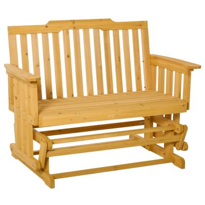2-osobowe krzesło bujane z podłokietnikami, krzesło ogrodowe, fotel bujany, lite drewno, kolor naturalny