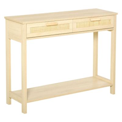 Konsola stolik z 2 szufladami kredens rattanowy design MDF