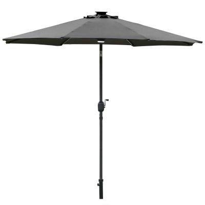 Parasol z oświetleniem solarnym LED stal aluminium poliester szary Ø266 x wys. 245 cm