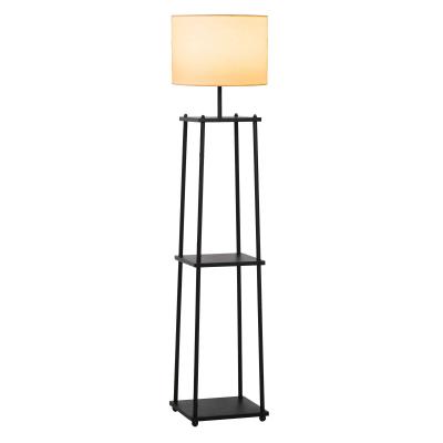 Lampa podłogowa z półkami lampa stojąca gniazdo/ podstawa E27 poliester stal MDF