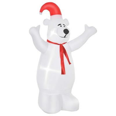 HOMCOM Aufblasbarer Weihnachts-Eisbär 1,72 m Weihnachtsdekoration mit Lichtern internem Gebläse Aufblasbares Modell automatisches Aufblasen wetterfest 190T Polyester-Stoff Rot+Weiß 124 x 68 x 172 cm