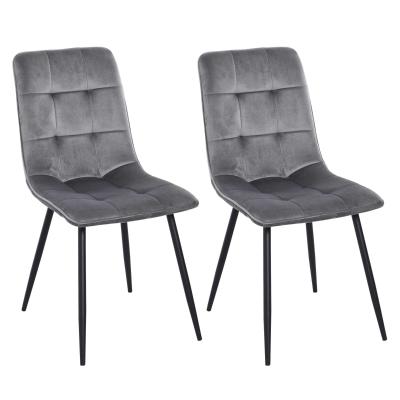 HOMCOM 2er-Set Esszimmerstuhl Polsterstuhl Küchenstuhl Esstisch Schaumstoff Metall Grau+Schwarz 45 x 63 x 90 cm