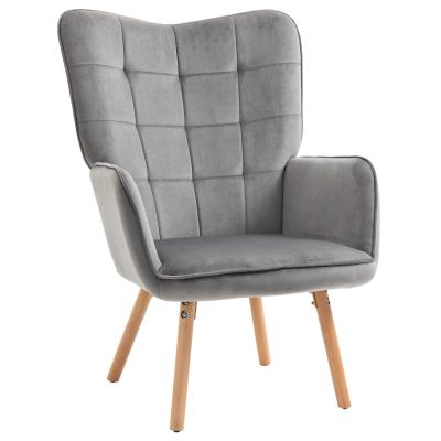 HOMCOM Sessel im Retrodesign, Lesesessel, Samtoptik; 71 cm x 76 cm x 101 cm, Grau
