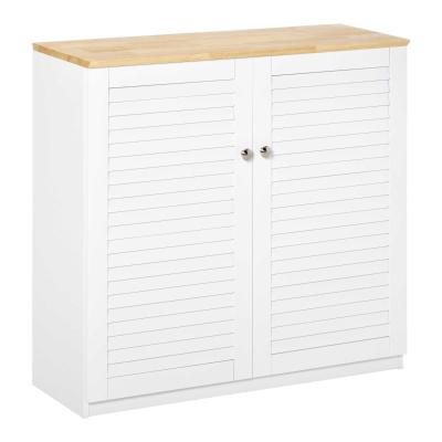 HOMCOM Aparador de 2 Puertas de Persiana con Estante Ajustable 80x30x78,5 cm Blanco