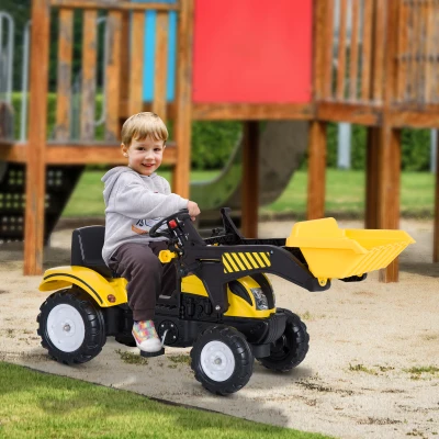 Homcom Pedal Go Kart Go Karting For Kids  Ride-On Excavator W/ Digger On Four Wheels