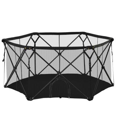 PawHut Parque para Mascotas Plegable Acero con Bolsa de Transporte 148x134x67 cm Negro