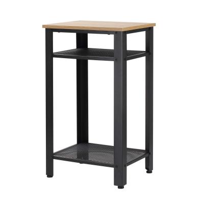 HOMCOM Mesa Auxiliar Estilo Industrial de 2 Estantes Metal y Pies Ajustables 45x35x75cm