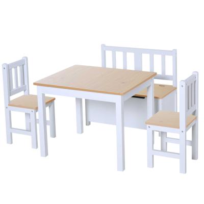 HOMCOM Pine Wood Kids 3 Pc Furniture Set-oak/White