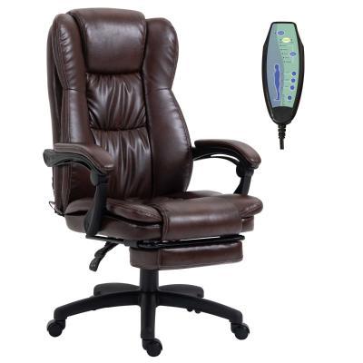 Vinsetto Silla de Oficina Ergonómica y Giratoria Silla de Escritorio Ajustable en Altura con 6 Puntos de Masaje Control Remoto y Reposapiés Retráctil 68,5x68,5x119-127 cm Marrón