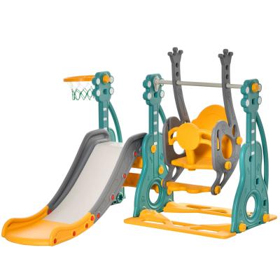 HOMCOM Tobogán Infantil con Columpio y Canasta Baloncesto 18-36 Meses Asiento Ajustable