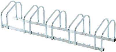 HomCom® Aparcamiento 5 Bicicletas Soporte Aparcar Bici Suelo y Pared Garaje Almacenamiento Acero Plateado 130x33x27cm