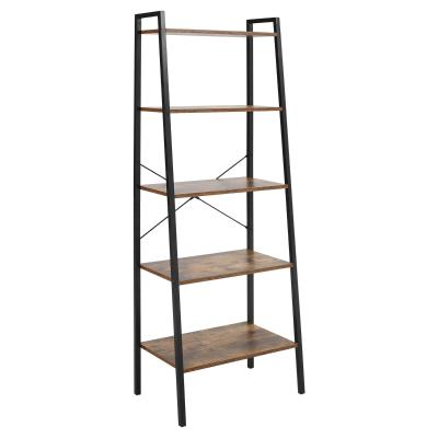 HOMCOM Bücherregal Büroregal 5-stufiges Industrie-Stil Rustikales Braun+Schwarz