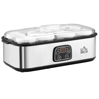 HOMCOM Yogurtera 30 W Capacidad 1,44 L con 8 Tarros 180 ml Temporizador y Termostato