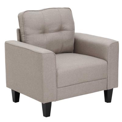 HOMCOM Relaxsessel Polstersessel Einzelsessel Einzelsofa mit Rückenlehne Leinenstoff Schaumstoff Gummiholz Schwarz+Beige 90 x 72 x 91 cm