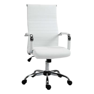 Vinsetto High Back Executive Home Office Chair Swivel PU Leather Ergonomic Chair, with Arm, Wheels, Adjustable Height, White