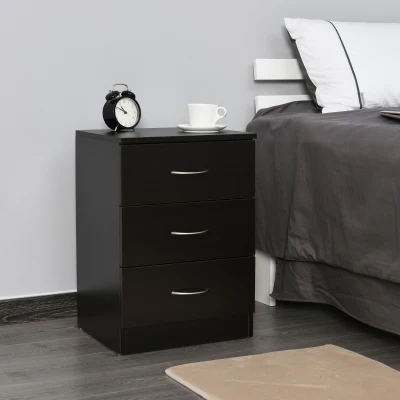HOMCOM Accent Table with 3 Drawers Wooden Bedside Table Night Stand, Home Furniture