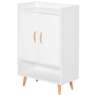 HOMCOM Modern Shoe Cabinet Storage Organizer with Doors and Shelves for Hallway & Entryway