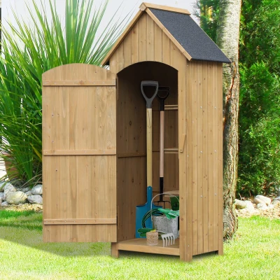 Outsunny Garden Storage Shed Backyard Tool Cabinet Tool Organizer with Asphalt Roof