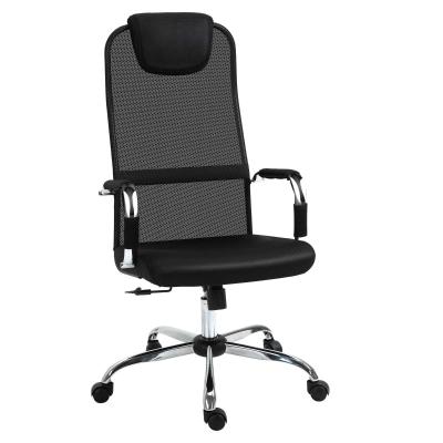 Vinsetto High-Back Office Chair Mesh Fabric Swivel Computer Desk Chair Home Study Rocker with Wheels, Electroplate Steel Frame, Black