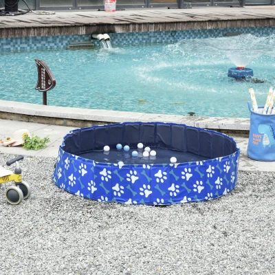 PawHut Dog Bathing Tub Pet Collapsible Swimming Pool Folding Pool Dog Cat Puppy Washer Indoor/Outdoor 63" x 12" XL Sized