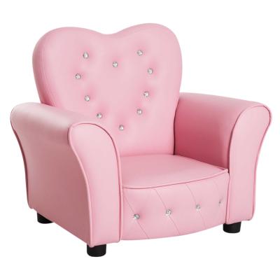 HOMCOM Sponge PVC Kids Mini Sofa Children Armchair Seating Chair Relax Playroom Seater Girl Princess Pink