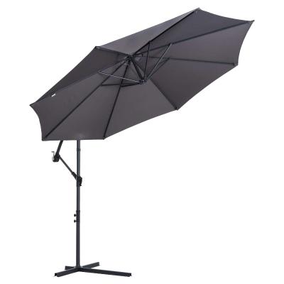 Outsunny 3 meter Cantilever Umbrella Garden Banana Parasol Patio Hanging Sun Shade Grey