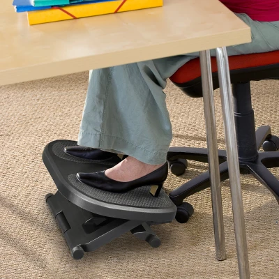 HOMCOM Footrest Adjustable Height & Angle  0-30 Degree for Better Posture at Office Black