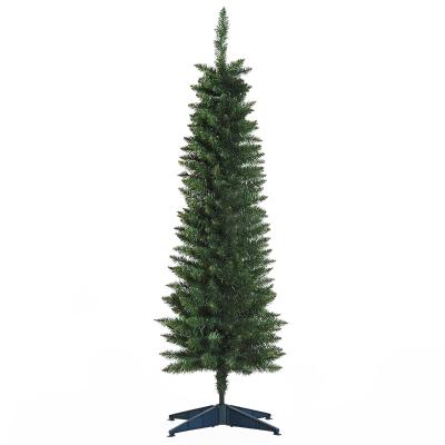 HOMCOM 1.5m 5ft Artificial Pine Pencil Slim Tall Christmas Tree with 294 Branch Tips Xmas Holiday Décor with Stand